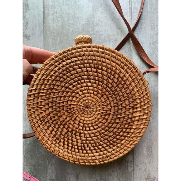 Los Angeles Boutique Round Straw Shoulder Bag Purse Crossbody Beach Handbag - Picture 5 of 9